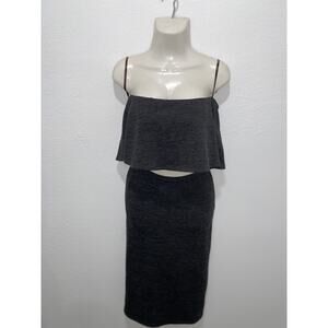 G by GUESS Gray Cut-Out Midriff Strapless Demy Midi Dress Size S